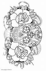 Coloring Skull Pages Printable Adults Sugar Adult Book Skulls Print Colouring Detailed Mandala sketch template