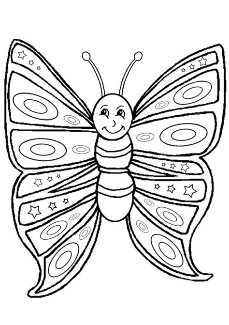 smiling butterfly colouring page kids activity sheets