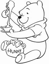Pooh Winnie Honey Coloring Pages Bear Put Enjoying Tea Bowl Drawing Disney Kids Coloringsky Sheet Drawings Printable Dibujo Sheets Sky sketch template