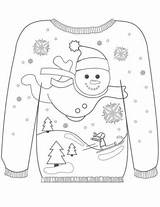 Sweater Ugly Coloring Christmas Pages Winter Colouring Printable Template Snowman Drawing Clothes Prize Sweaters Motif Door Color Sheets Muminthemadhouse Kids sketch template