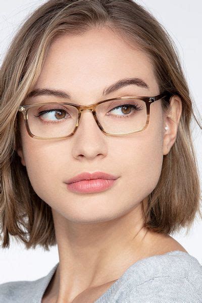Brown Striped Rectangle Prescription Eyeglasses X Small Full Rim