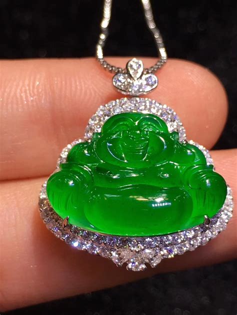high  imperial jadeite jade buddha pendant necklace  etsy