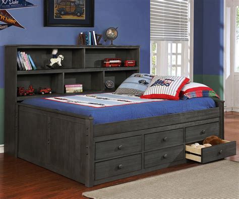 charcoal full size bookcase captains bed kids furniture