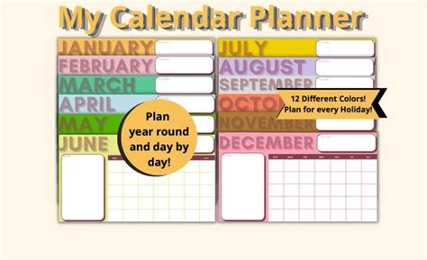 printable calendar planner   year  planning  etsy