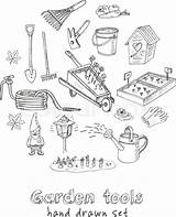 Tools Gardening Drawing Doodle Garden Getdrawings sketch template