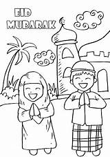 Eid Mubarak Bambini Felici Celebrate sketch template