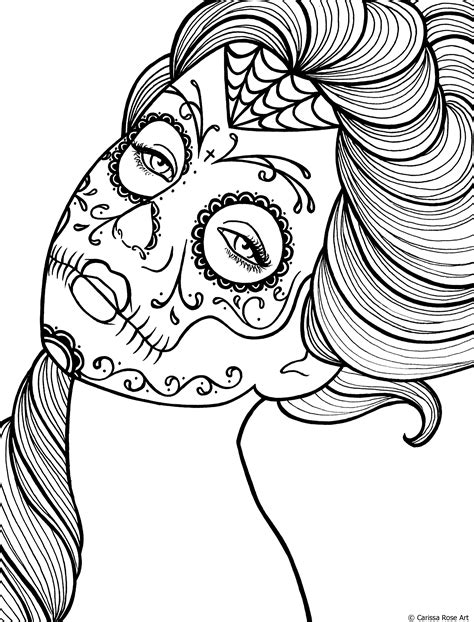 printable day   dead coloring book page  misscarissarose