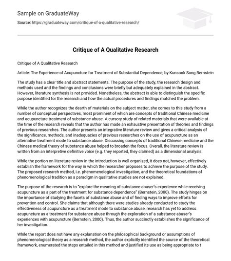 critique   qualitative research essay  graduateway