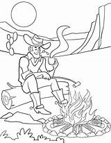 Campfire Coloring Pages Warming Cowboy Through Body Students Fun sketch template