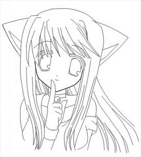 cute anime cat girl coloring page coloringbay