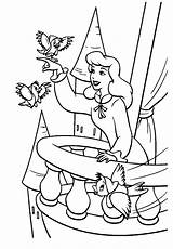 Cinderella Coloring Pages Birds Disney Print Princess Colorear Color Sheet sketch template