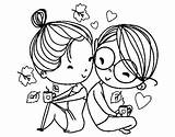 Lovers Coloring Young Two Coloringcrew sketch template