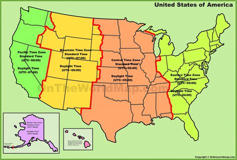 Printable Map Of Time Zones In The United States