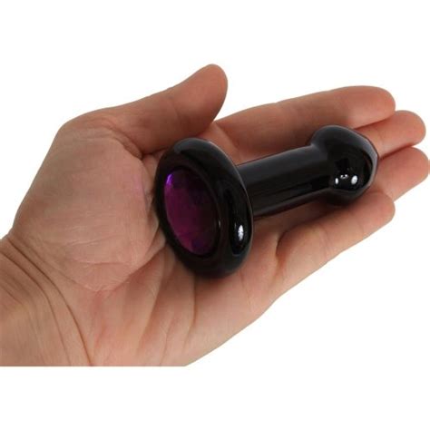 black rose violet gems small glass butt plug sex toys at adult empire