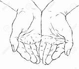 Hands Cupped Drawing Hand Praying Illustration Clip Open Clipart Vector Stock Holding Sketch Reaching Drawings Draw Woman Main Two Sketches sketch template