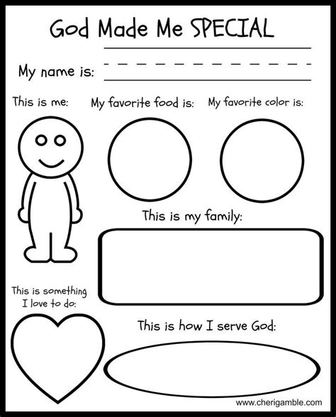 god   special printables  young children sunday school