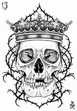 Skulls Calaveras Crowns Totenkopf Calavera Tatuajes Skeletons sketch template