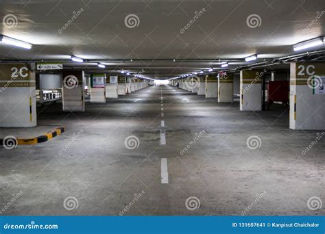 empty space car park interior  afternoonindoor parking lot stock