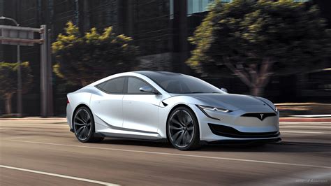 tesla model  rendered  sporty exterior   rumored debut autoevolution