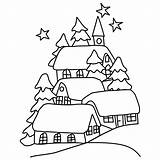 Winterlandschaft Coloriage Colorare Christmas Malvorlagen Landschaft Feiertage Fensterbilder Vorlagen Holidays Stampa sketch template
