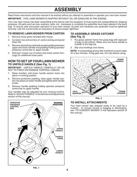 assembly   set   lawn mow er husqvarna p user manual page