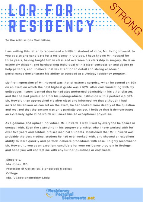 medical student letter  recommendation  residency sample