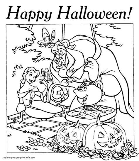 disney halloween coloring pages beauty   beast coloring pages