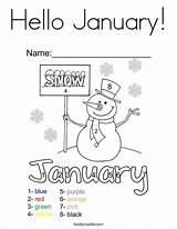January Coloring Hello Kids Pages Sheets Twistynoodle Winter Worksheets Colouring Print Calendar Year Tracing Noodle Outline Ll Twisty Favorites Login sketch template