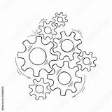 Gear Gears Outline Mechanical Cog Illustration Vector Template System Graphic Engine Pictogram sketch template