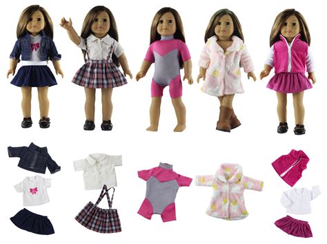 Hot 5 Set Doll Clothes Outfit New Style Casual Wear Fit For 18