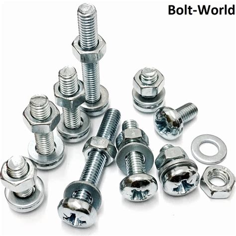 mm zinc machine pozi pan head screws bolts  full nuts thick washers ebay