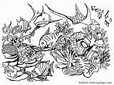 Coloring Ocean Pages Scenes Drawings Popular Fish sketch template