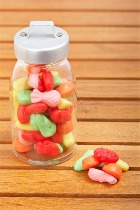 sweet candies  sugar   glass jar stock image image  food