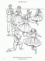 Coloring Nutcracker Dover Brother Clara Dancers Sneathen Mattox sketch template