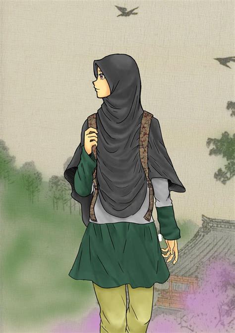 hijab muslimah anime drawing animation niqab animasi hijab