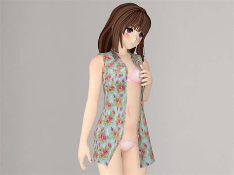 3d model nanako anime girl pose 2 cgtrader