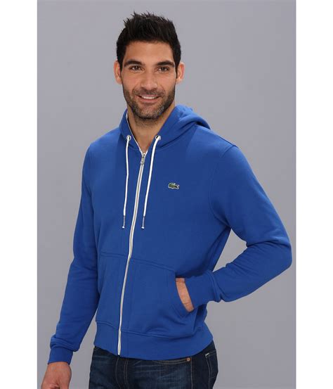 lacoste  full zip hoodie fleece sweatshirt  blue  men
