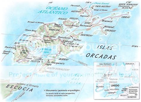 mapa el archipielago escoces de las islas orcadas