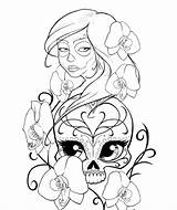 Skull Coloring Pages Girly Getdrawings Girl sketch template
