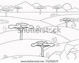 Coloring Pages Landscape African Template Savanna Savannah sketch template