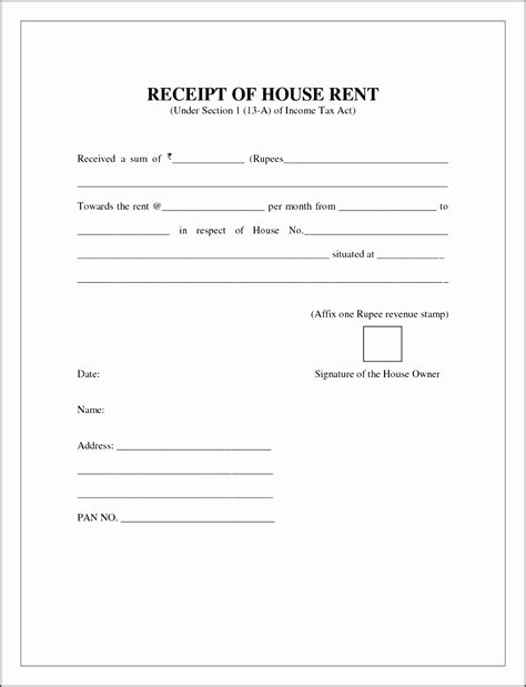 house rent receipt template   template
