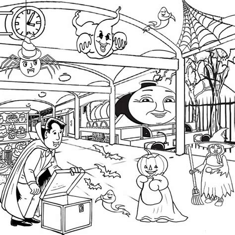 kids thomas  train halloween coloring page coloring home