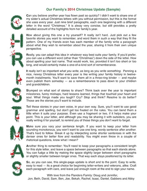 sample acrostic christmas letter   printable stationery