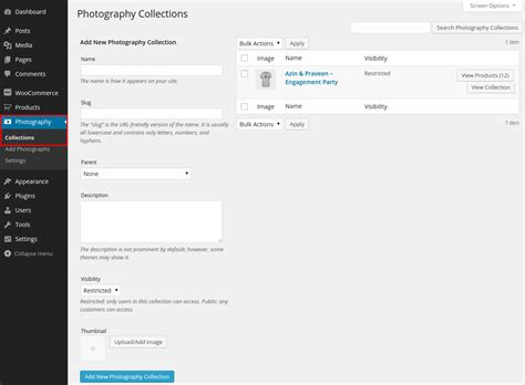 creating  photo collection woocommerce docs