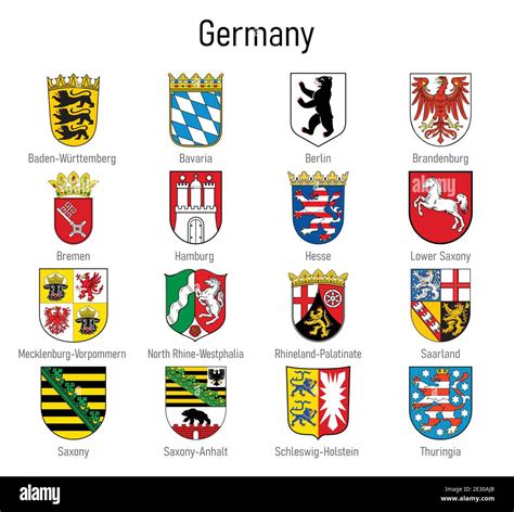 wappen der bundeslaender alle deutschen regionen emblem sammlung stock
