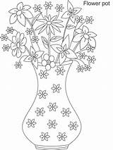 Coloring Vase Flower Beautiful Kids sketch template