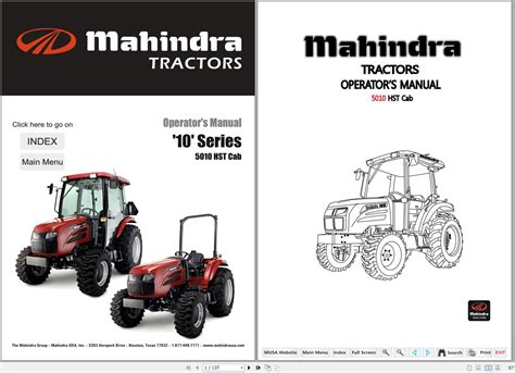 mahindra  series  hst cab tractor operators manual