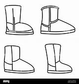 Ugg Boots Fashion Set Icons Alamy Style Stock Outline Background sketch template