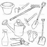Tools Gardening Coloring Pages Drawing Garden Tool Hand Names Printable Kids Color Sheets Utensils Cooking Kitchen Getcolorings Getdrawings Line Equipment sketch template