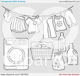 Washing Clothes Laundry Line Machine Detergent Lineart Basket Clipart Illustration Background Drying Air Royalty Vector Visekart Clip Transparent sketch template